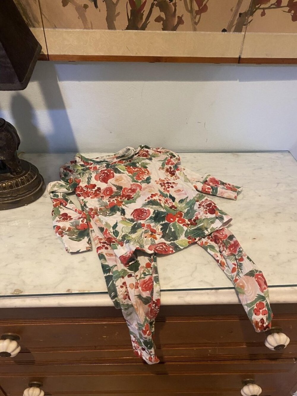 Posh Peanut Pajama Set Kids 2T Multicolor Floral Jersey Winter Pullover Lounge